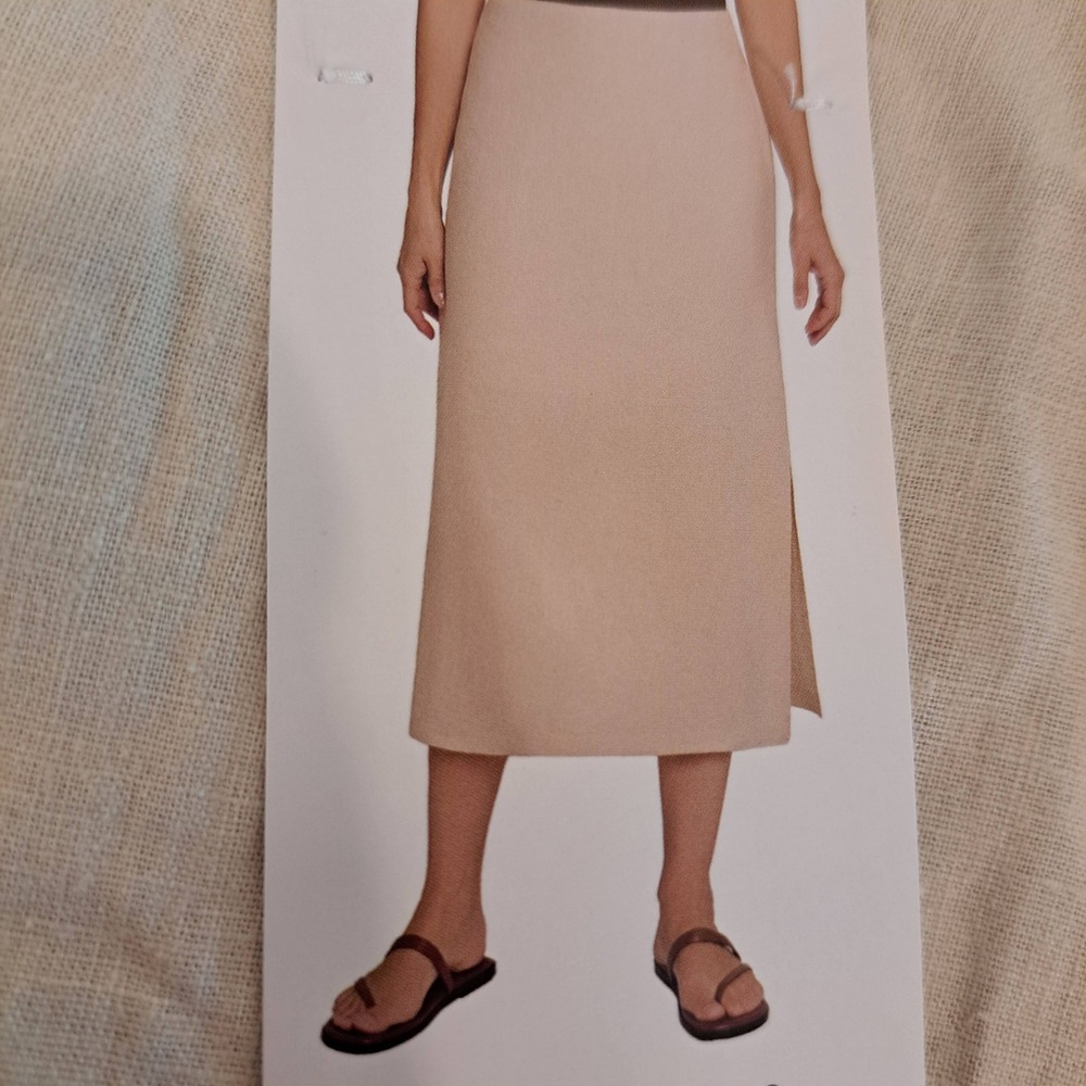 Matty M Womens Skirt XL Tan NWT Linen Blend Midi Side Slit 1876-308